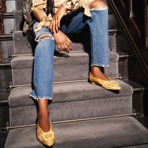 Sam Edelman Janina Pointed Toe Flats Yellow Gold Shoes 6‎